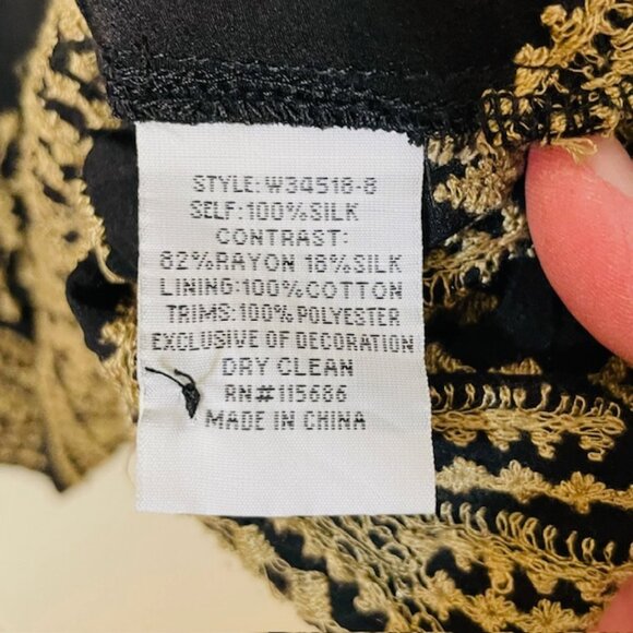 Johnny Was 100% Silk Embroidered Dress Black/Tan Himmel Boho Tunic Dress Medium - Picture 5 of 7